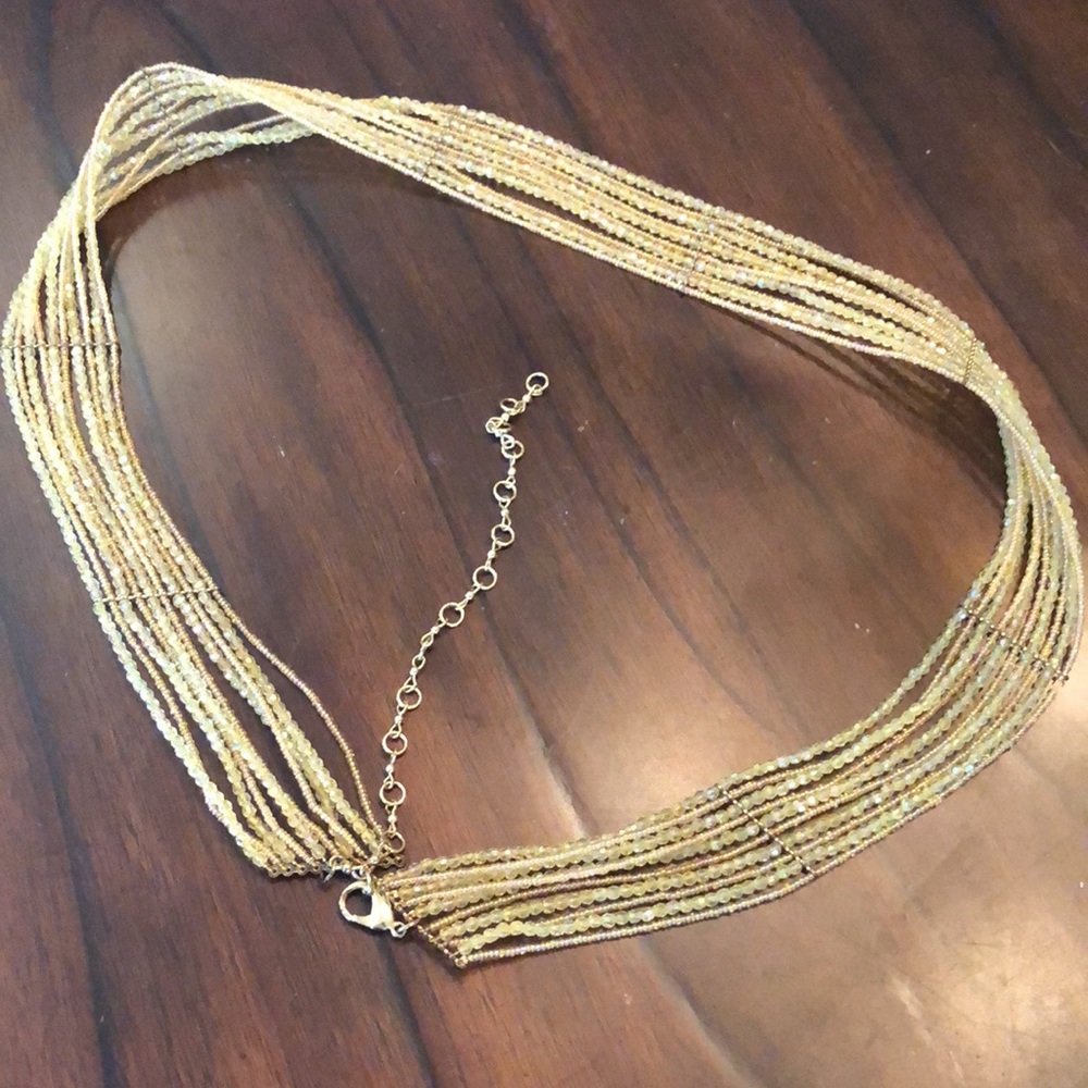 Iridescent Crystal and gold tone waist, hip chain belt